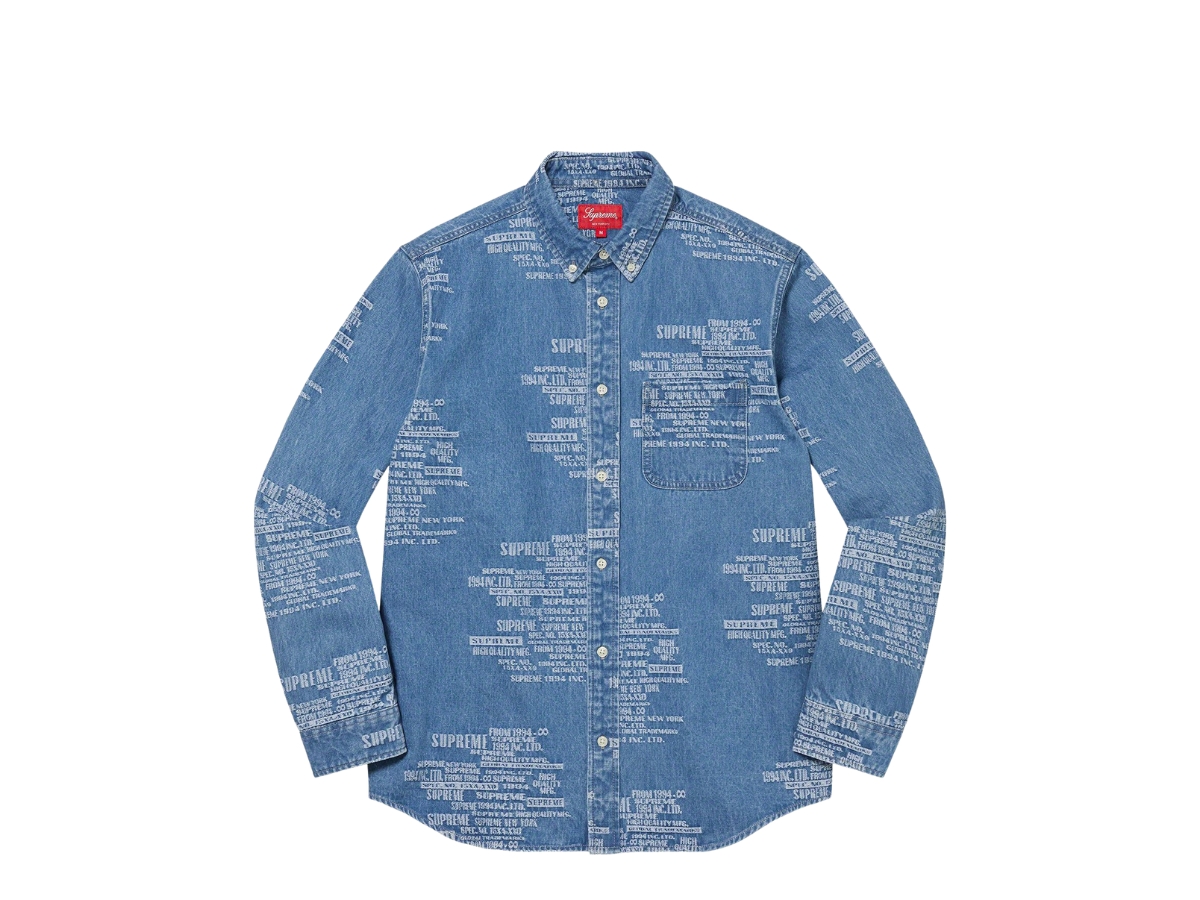 SASOM | เสื้อผ้า Supreme Trademark Jacquard Denim Blue เช็คราคาล่าสุด