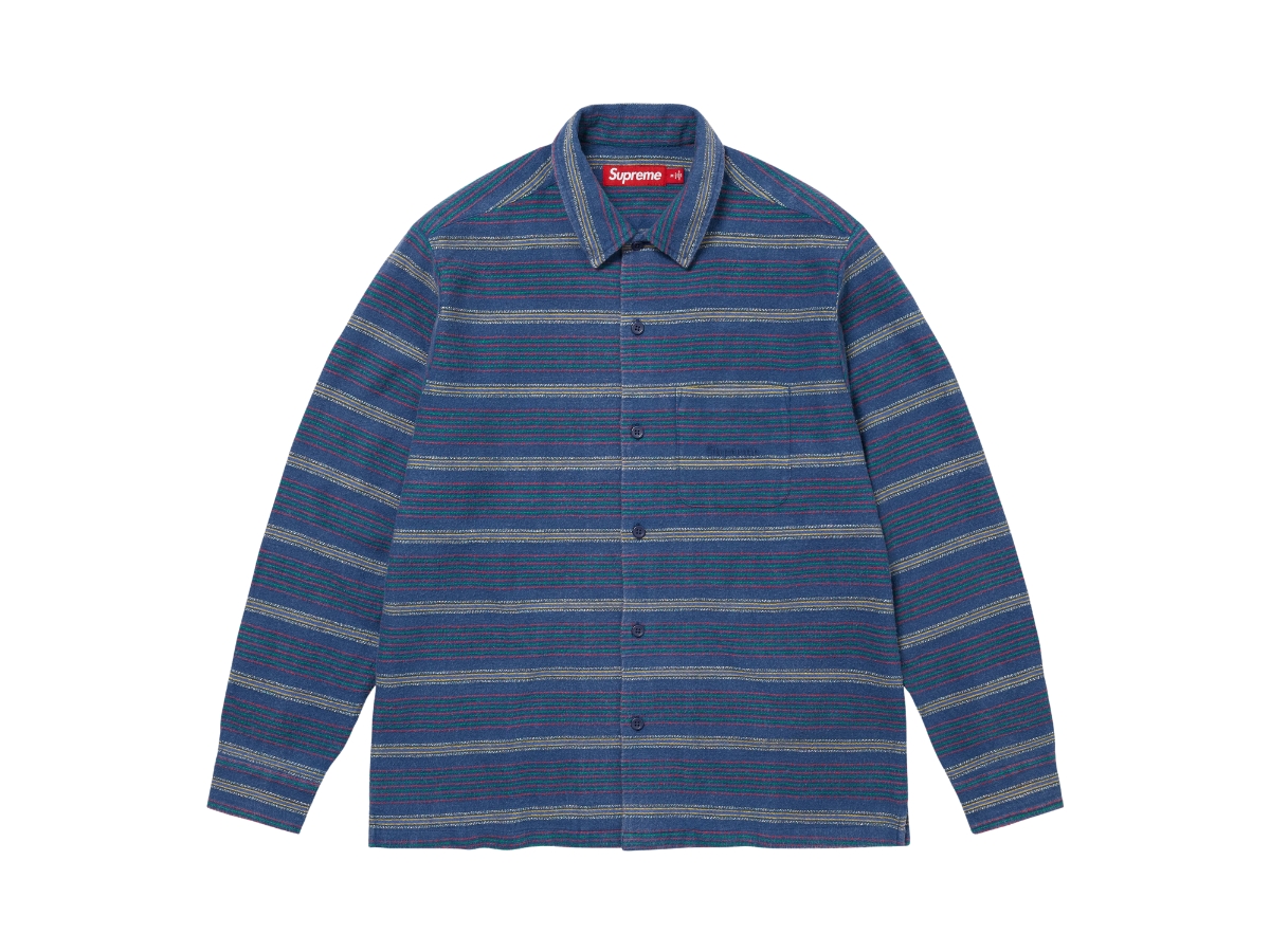Buy Supreme Woven Stripe Shirt Blue (FW24) | SASOM