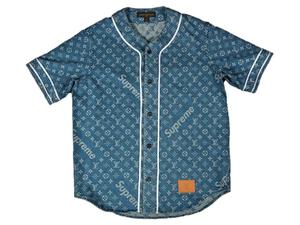 AUTH LOUIS VUITTON LV Jacquard Denim Baseball Jersey Supreme