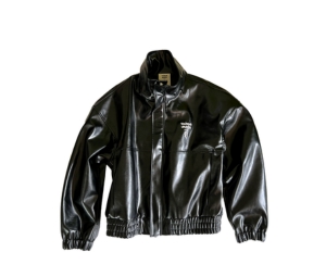 Temporary Universe Eco-Leather Oversized Jacket Black