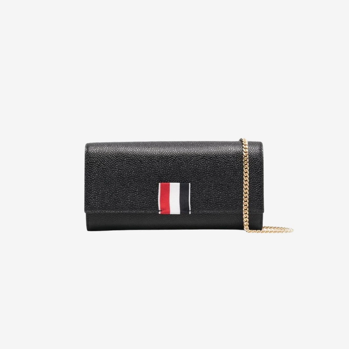 https://d2cva83hdk3bwc.cloudfront.net/thom-browne-pebble-grain-leather-wide-rwb-grosgrain-flap-wallet-on-chain-black-2.jpg