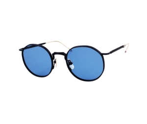 Thom Browne TBS125 Sunglasses In Titanium Frame With Blue Lens Satin Navy