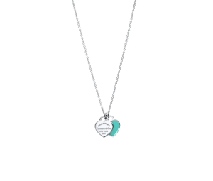 Tiffany & Co. Double Heart Tag Pendant Mini In Silver-Blue