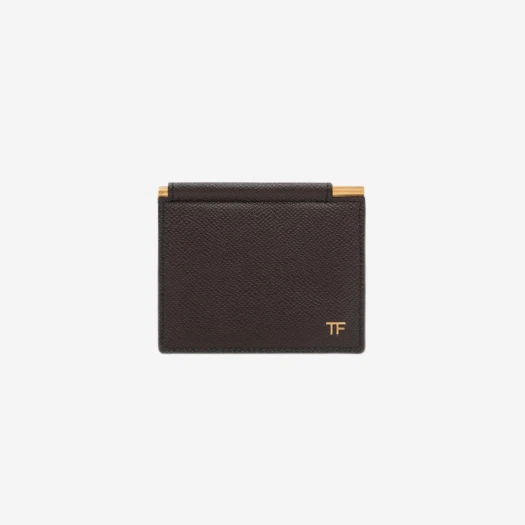 Buy Tom Ford Small Grain Leather Folding Money Clip Card Holder Brown at Sasom – Authentic and Ready to Ship