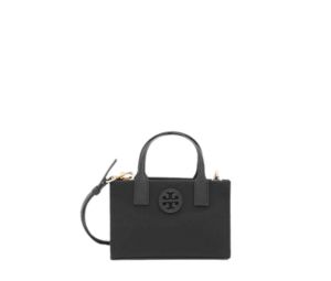 Tory Burch  Ella Mini Tote In Polyester Satin With Top Handles Black