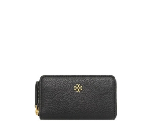 Tory Burch Blake Zip Card Case In Leather With Gold Color Hardware Black