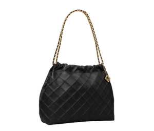 Buy Tory Burch Fleming Soft Drawstring Bag In Softest Leather With Diamond Pattern Pintucks And Braided Chain Strap Black at Sasom – Authentic and Ready to Ship