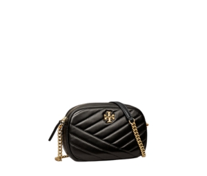 Tory Burch Kira Chevron Camera Bag In Black Napa Leather With Gold Color Hardware