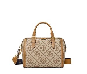 Buy Tory Burch T Monogram Barrel Bag In Woven Jacquard And Leather Hazelnut at Sasom – Authentic and Ready to Ship