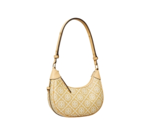Buy Tory Burch T Monogram Crescent Bag In Raffia Jacquard With Gold Color Natural-White at Sasom – Authentic and Ready to Ship