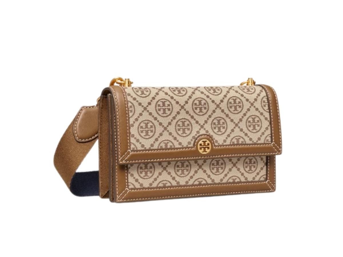 SASOM กระเป๋า Tory Burch T Monogram Jacquard Mini Shoulder Bag เช็ค
