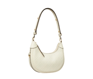 Buy Tory Burch T Monogram Leather Crescent Bag In Embossed Patent Leather With Gold Color Hardware Light Cream at Sasom – Authentic and Ready to Ship