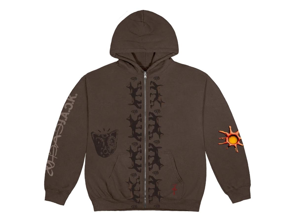 Travis Scott Cactus Jack Reverse Dog Zip Up Hoodie Brown