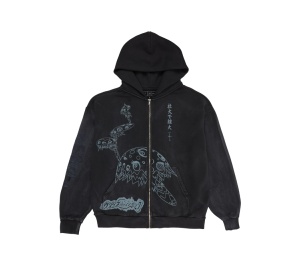 Buy Travis Scott CJ X Fragment X Takashi Murakami Reborn Zip Hoodie Black Wash at Sasom – Authentic and Ready to Ship