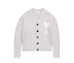 【AMI Paris】Ami de COEUR CLOUDY カーディガン AMI Paris Off White Ami De Coeur Cloudy Wool Cardigan Dark