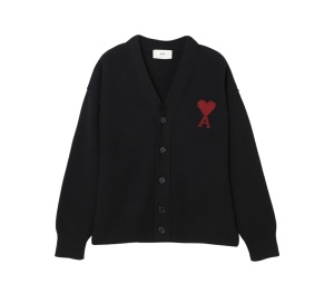 Buy Ami Paris AMI de Coeur Cardigan Black Red at Sasom – Authentic and Ready to Ship