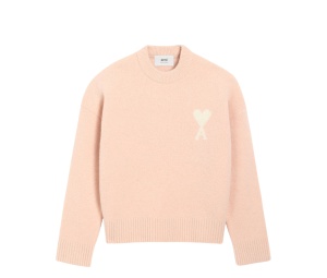 Buy Ami Paris Ami Pink Alpaca Ami De Coeur Crewneck Sweater at Sasom – Authentic and Ready to Ship