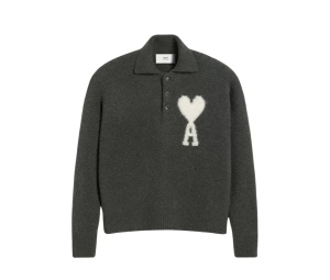 Buy Ami Paris AMI de Coeur Knitted Polo Off White Dark Grey at Sasom – Authentic and Ready to Ship