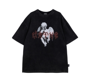 URTHE Bleached Oversized T-Shirt CUPID AND DEATH