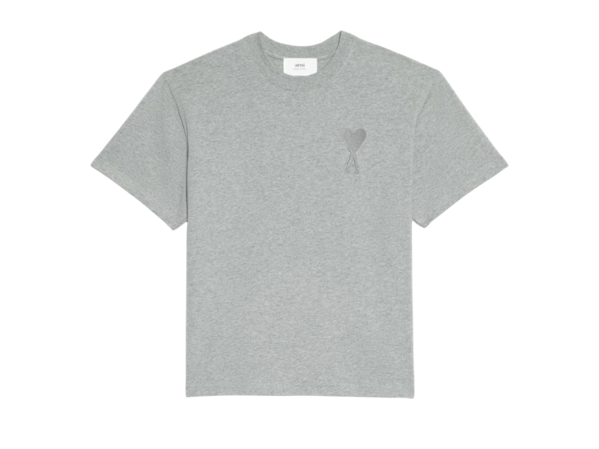 AMI de Coeur Tone-On-Tone T-Shirt Heather Grey | ของแท้