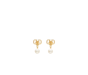 Valentino Garavani Vlogo Signature Earrings With Swarovski Pearls In Gold-tone Finish Hardware
