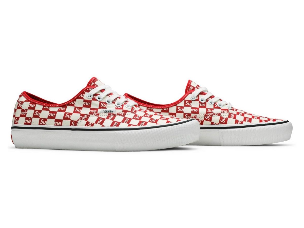 Vans Authentic Supreme Red Checker Logo Men's - VN000Q0DJLY - US