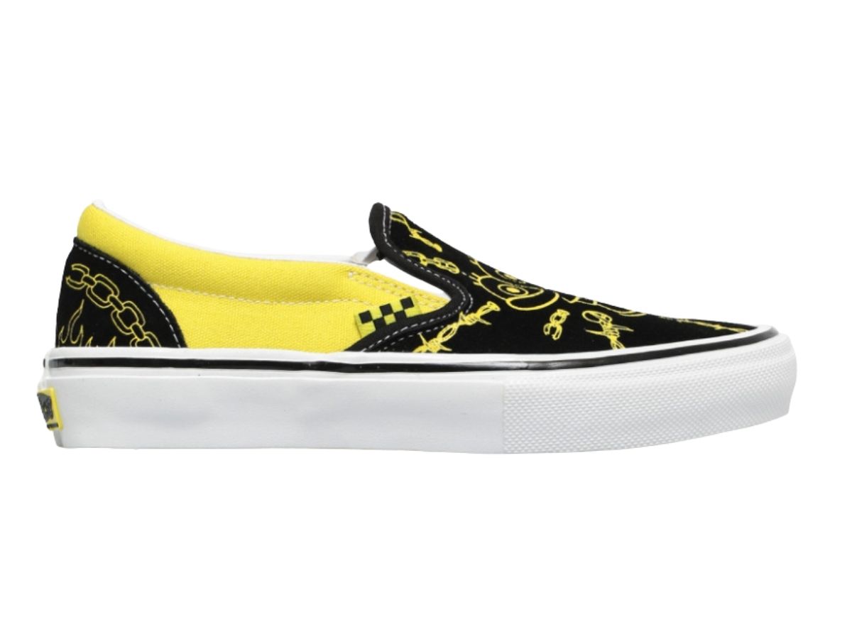 womens yellow slip on vans