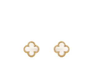 Van Cleef Arpels Sweet Alhambra Earstuds 18K Yellow Gold White