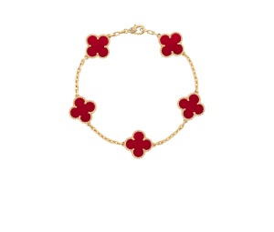 Buy Van Cleef & Arpels Vintage Alhambra Bracelet 5 Motifs Yellow Gold Carnelian at Sasom – Authentic and Ready to Ship