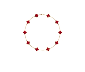Buy Van Cleef & Arpels Vintage Alhambra Necklace 10 Motifs 18k Yellow Gold Carnelian at Sasom – Authentic and Ready to Ship
