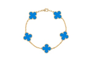Buy Van Cleef & Arpels Vintage Alhambra Bracelet 5 Motifs Yellow Gold Blue Agate at Sasom – Authentic and Ready to Ship