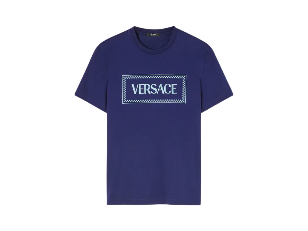 Versace Embroidered '90S Vintage Logo T-Shirt Blue