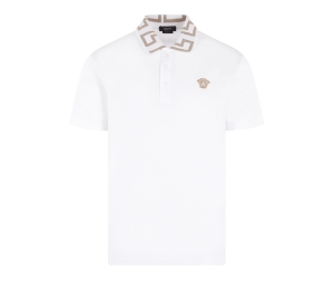 Versace Greca Short-Sleeved Polo Shirt White