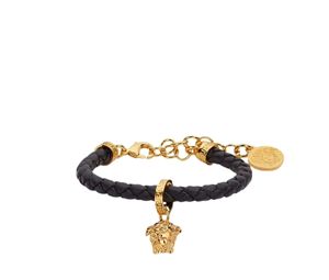 Buy Versace Medusa Braided Leather Bracelet Lobster Clasp Gold at Sasom – Authentic and Ready to Ship