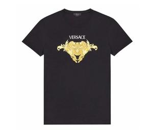 Versace Men's Pattern Short Sleeve Black T-Shirts