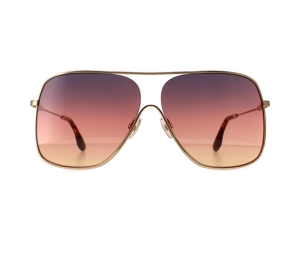 Victoria Beckham Square Sunglasses In Gold Metal Frame With Brown Gradient Lens