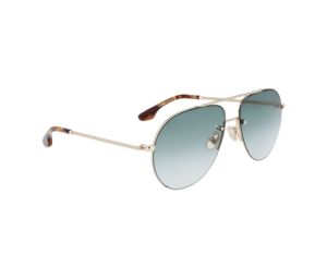 Victoria Beckham VB213S Sunglasses In Gold Metal Frame With Green Gradient Lens