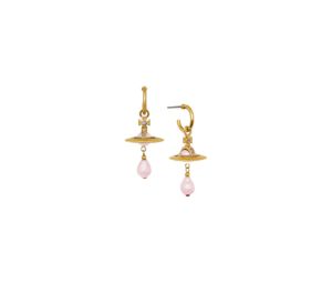 Vivienne Westwood Aleksa Earrings Gold-Light Amethyst Crystal-Rosaline Pearl