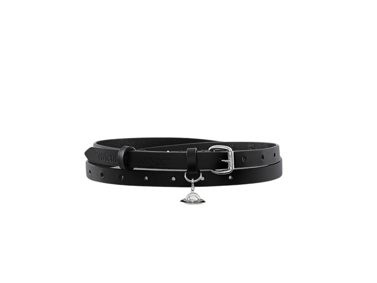 Vivienne Westwood Alex Charm Belt In Black Leather With