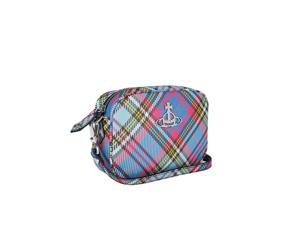 Vivienne Westwood ANNA CAMERA バッグ ブルーマック Vivienne Westwood Anna Camera Bag In Cotton With Metal Line