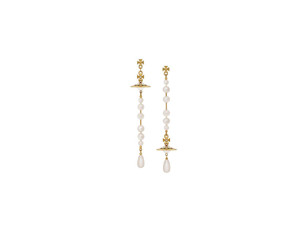 Vivienne Westwood Broken Pearl Earrings Gold-Pearl-Multi