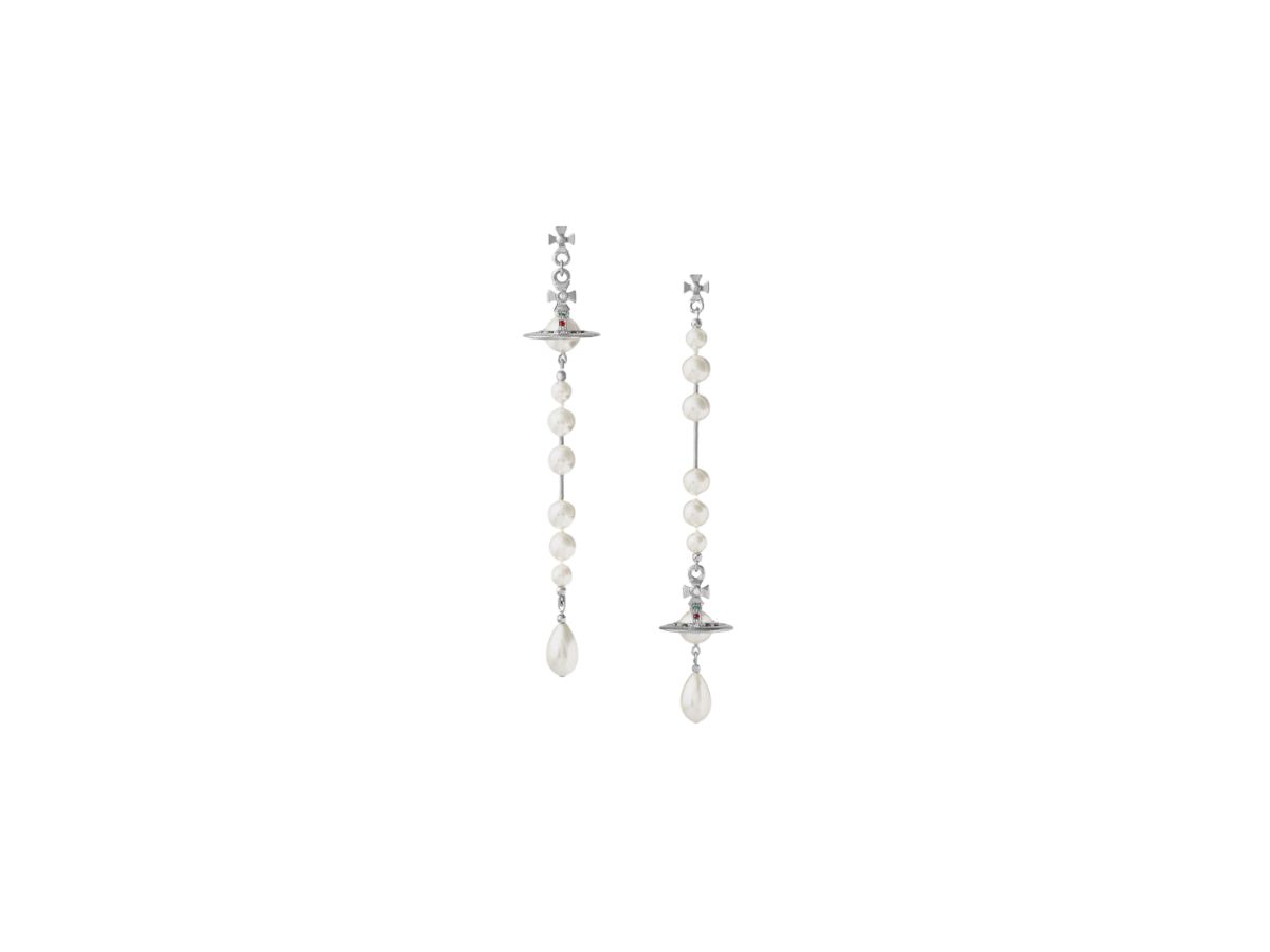 Vivienne Westwood Broken Pearl Earrings Platinum-Pearl-Multi