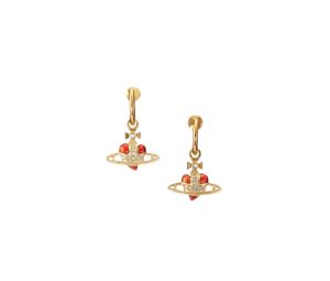 Buy Vivienne Westwood Diamante Heart Hoop Earrings Red-Gold at Sasom – Authentic and Ready to Ship