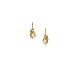 Vivienne Westwood Freda Earrings Gold-Creamrose Pearl-Black Patina