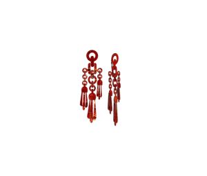 Vivienne Westwood Janetta Earrings Ruthenium-Ruby Red Mop