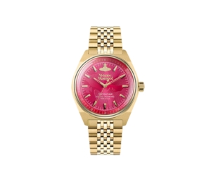 Vivienne Westwood Lady Sydenham 39MM In Round Face With Gold-Tone Hardware Gold-Pink