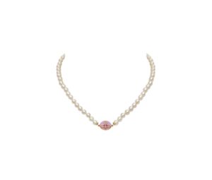 Buy Vivienne Westwood Loelia Necklace Gold-Magenta Enamel-Creamrose Pearl at Sasom – Authentic and Ready to Ship