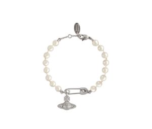 Vivienne Westwood Lucrece Pearl Bracelet Platinum-Light Creamrose Pearl-White Cz