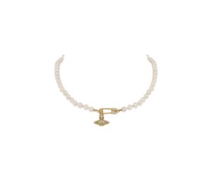 Vivienne Westwood Lucrece Pearl Necklace Gold-Light Creamrose Pearl-White Cz