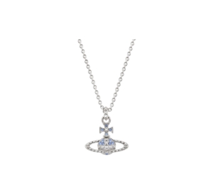 Buy Vivienne Westwood Mayfair Bas Relief Pendant Neklace In Silver-Tone Plating Light Blue Gemstone With Light Sapphire Crystal at Sasom – Authentic and Ready to Ship
